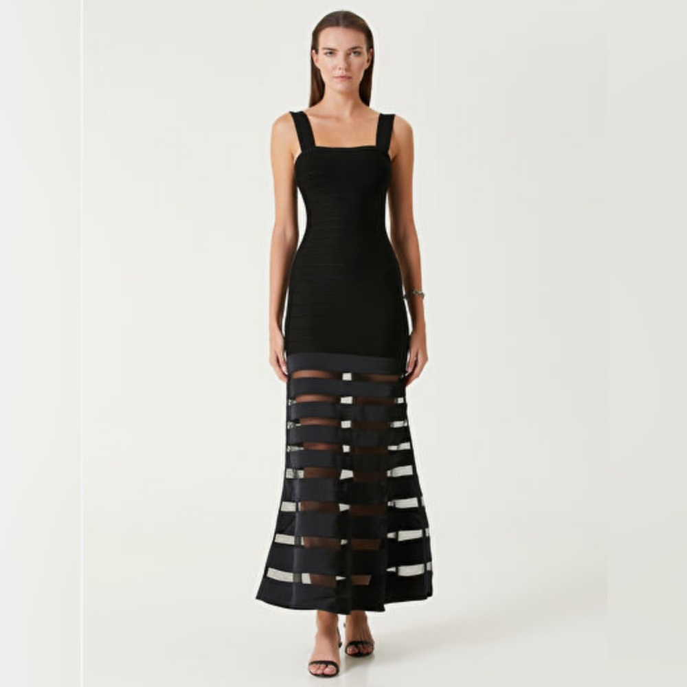 Herve leger The Claudia Bandage Illusion Stripe Gown small